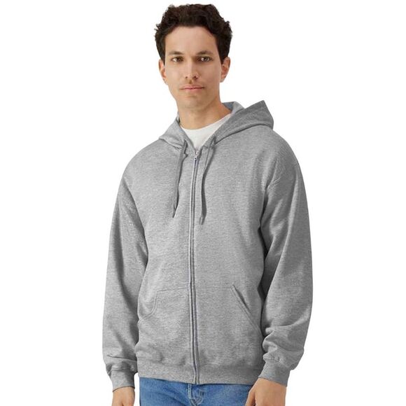 Gildan Mens Midweight Soft Touch Full Zip Hoodie / Sports Gray